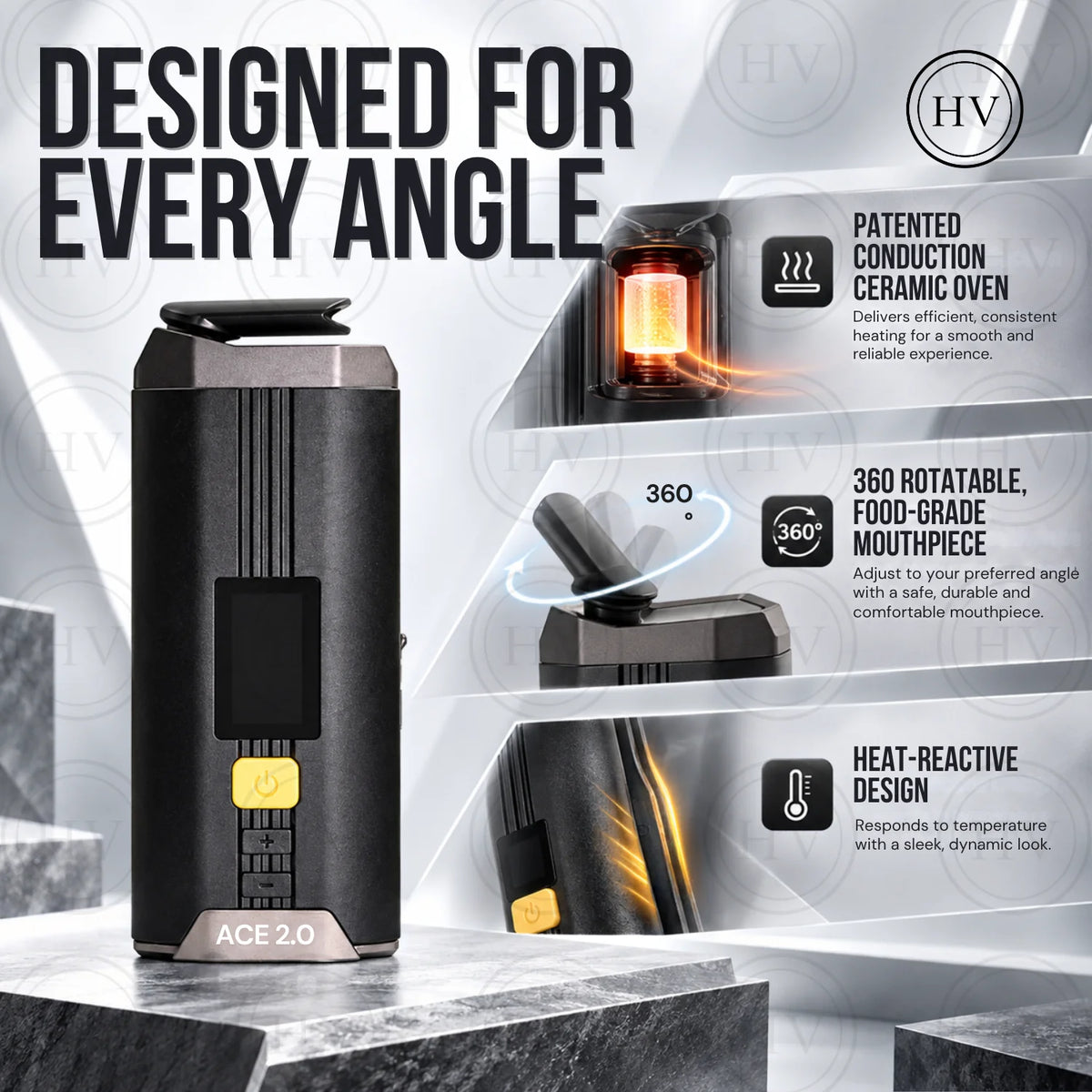 Xmax Ace 2.0 Vaporizer - ceramic oven, rotating mouthpiece and heat-reactive design