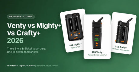 Storz and Bickel Venty, Mighty Plus and Crafty Plus dry herb vaporizers side by side