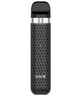 An electronic cigarette from Smok Novo 2x Pod Kit featuring a sleek, black design with a honeycomb pattern on the body and a contrasting glossy black top.